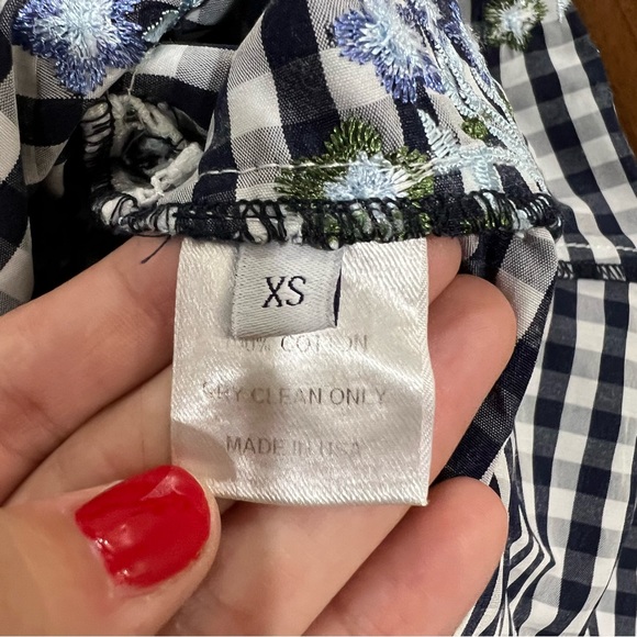 Pearl Lela Rose Poplin Flutter Sleeve Floral Gingham Top Size XS - Picture 4 of 7